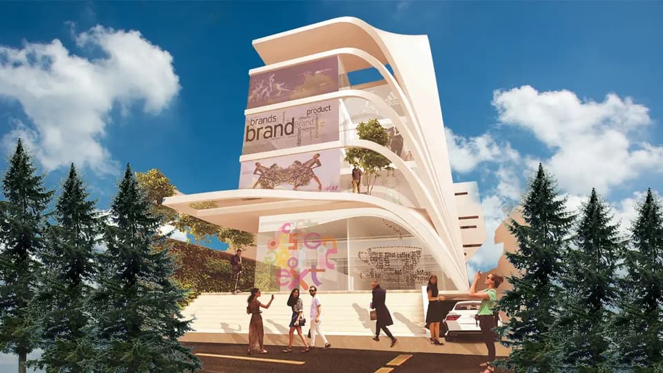 CRT Anugraha street elevation with shopfronts and glazed façade (artist's impression)