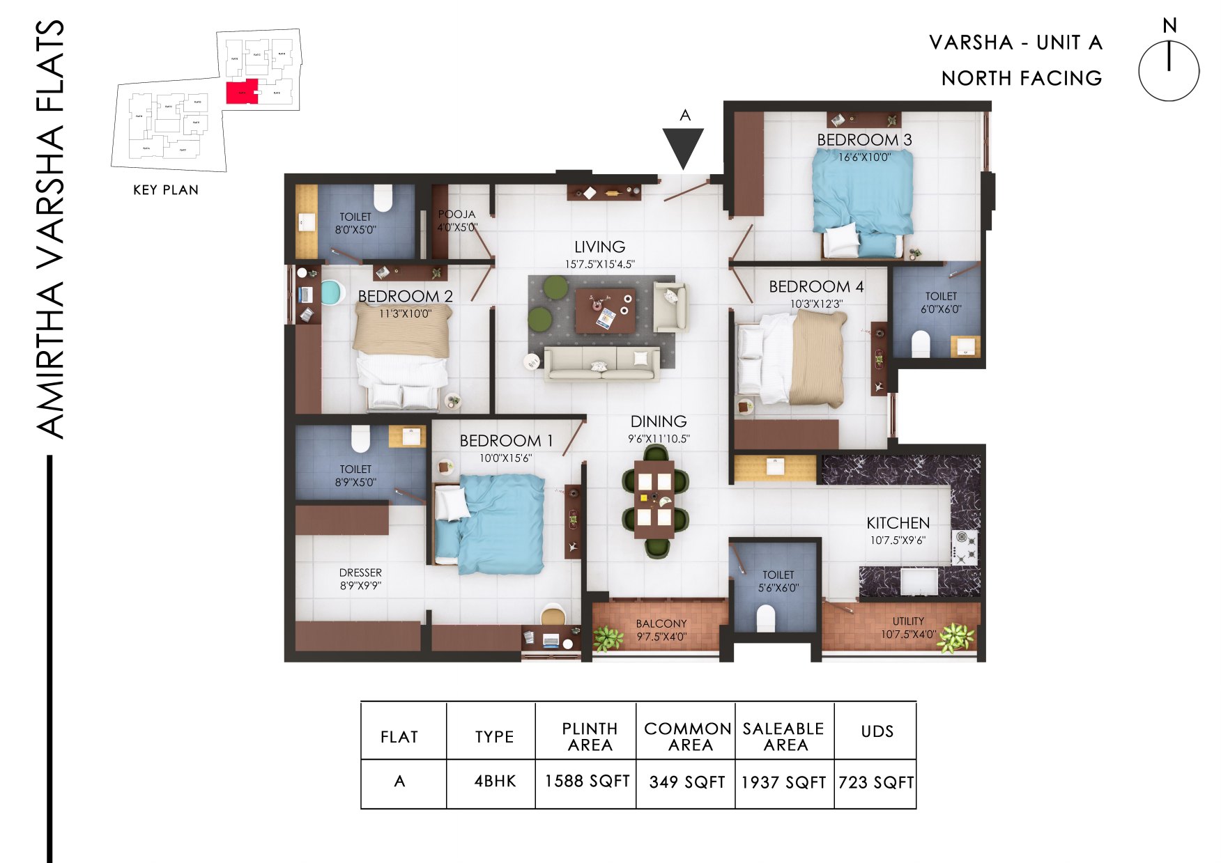 Amirtha Varsha, Varsha A floor plan
