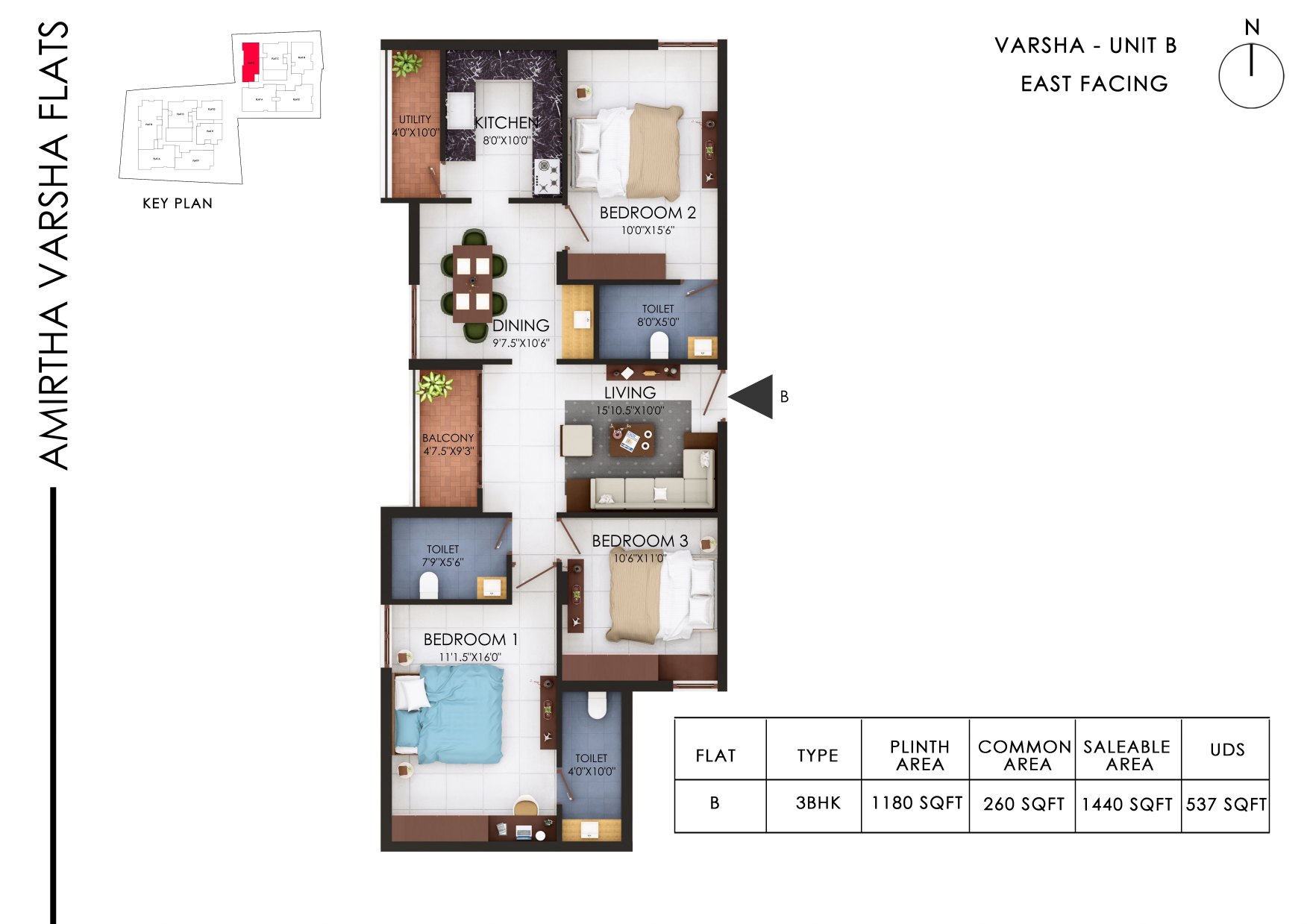 Amirtha Varsha, Varsha B floor plan