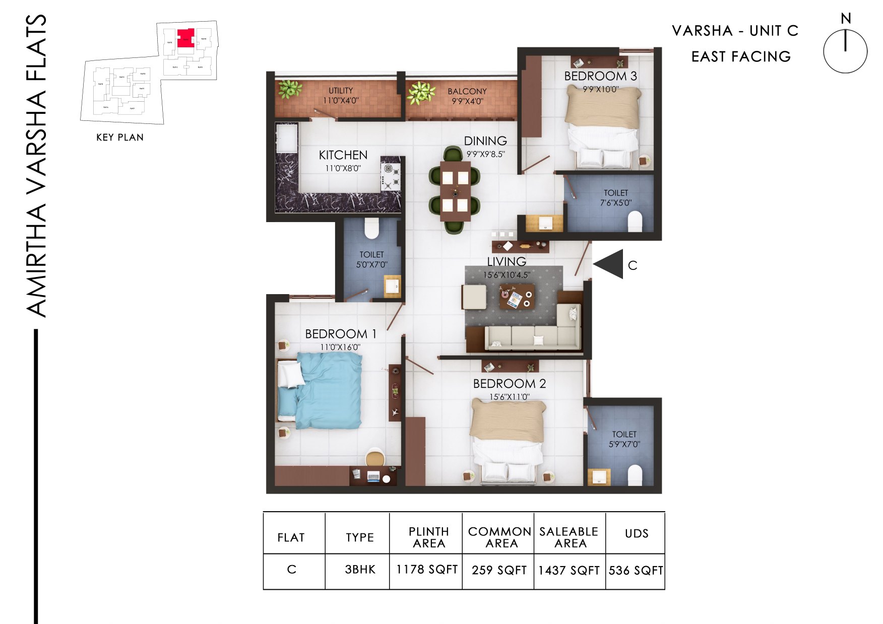 Amirtha Varsha, Varsha C floor plan