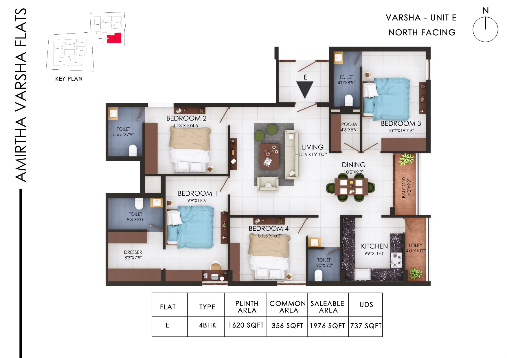 Amirtha Varsha, Varsha E floor plan