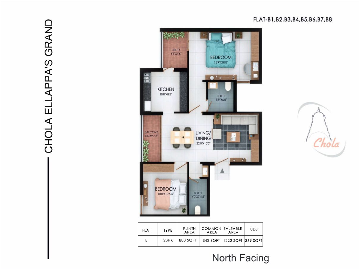 Chola Ellappa's Grand, Type B floor plan
