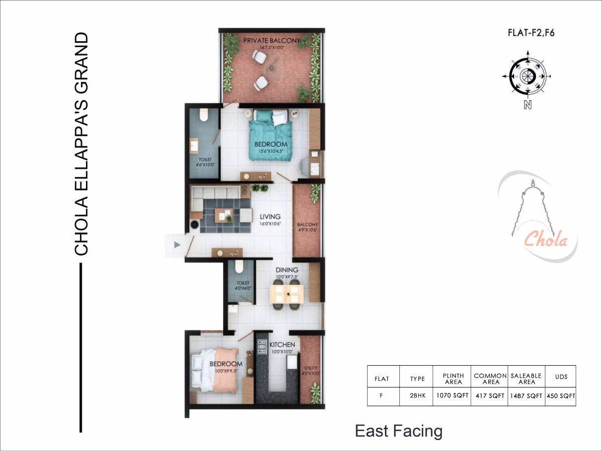 Chola Ellappa's Grand, Type F-2 floor plan