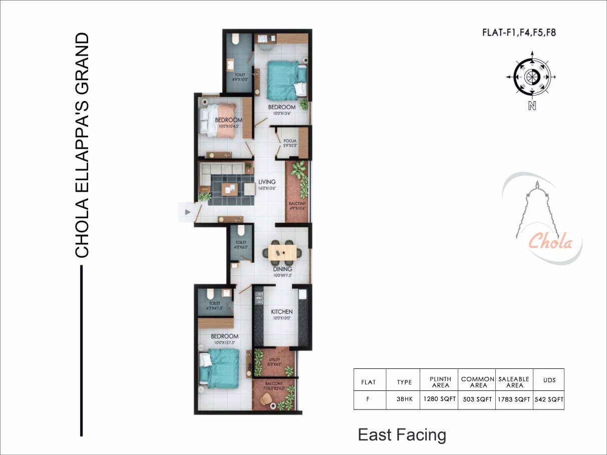 Chola Ellappa's Grand, Type F-1 floor plan