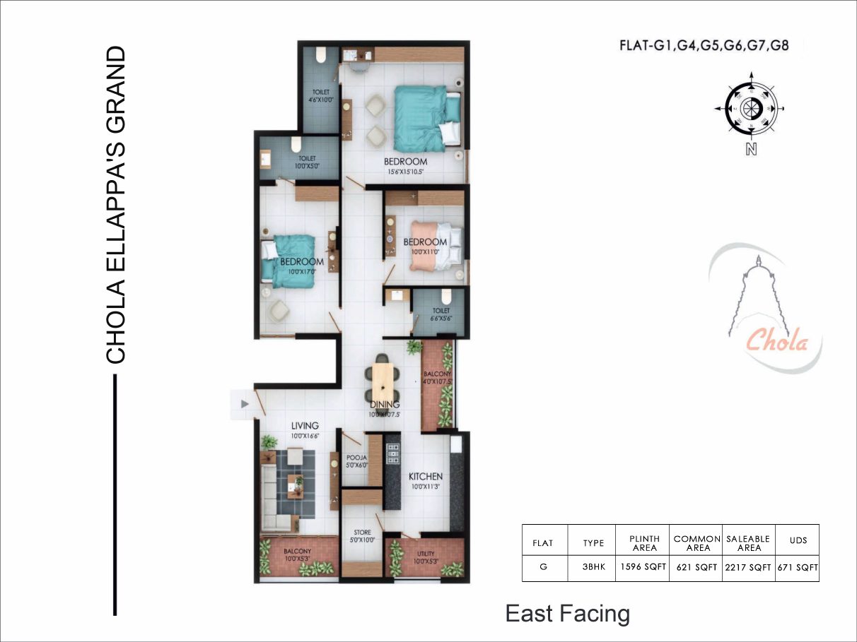 Chola Ellappa's Grand, Type G-1 floor plan