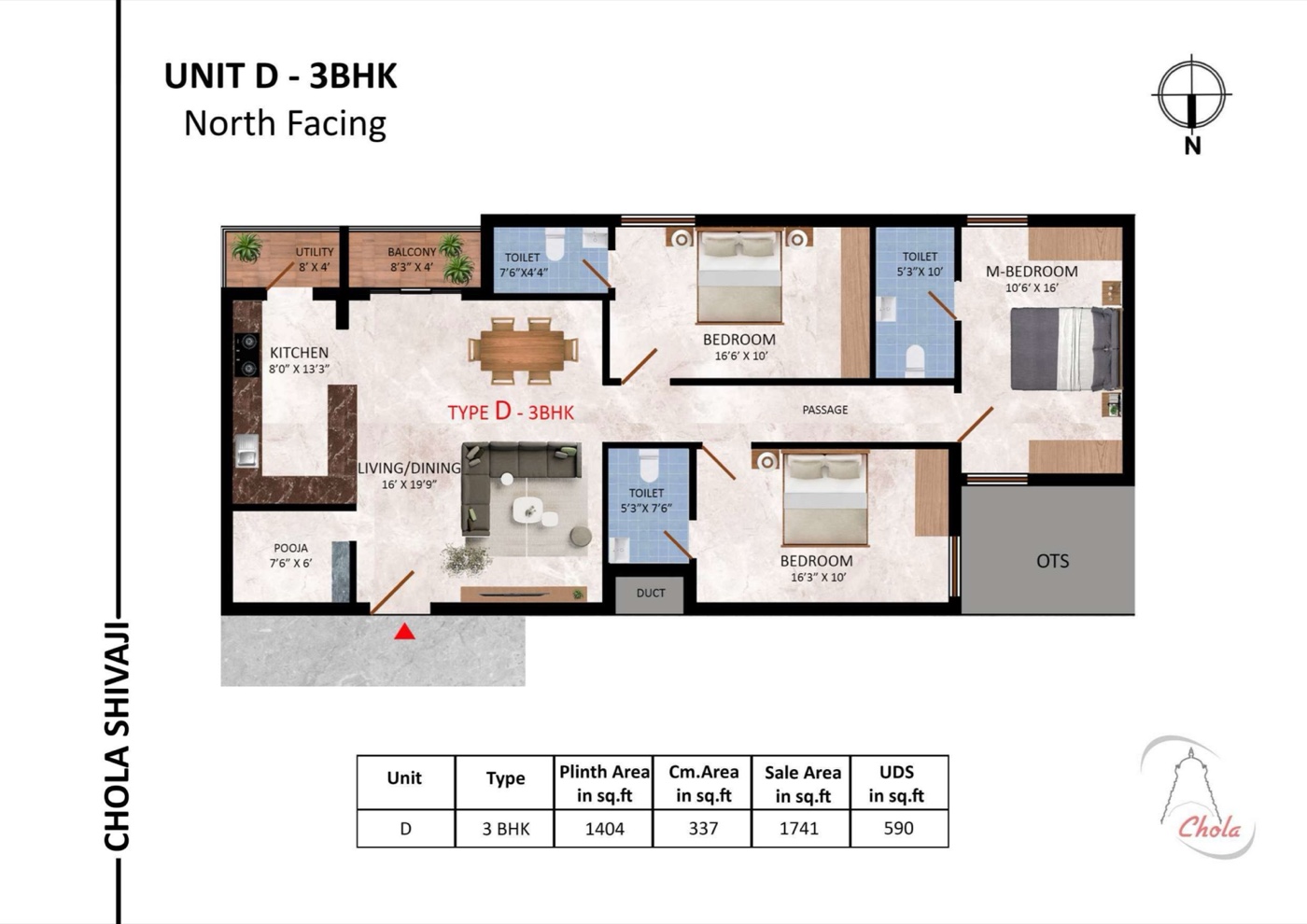 Chola Shivaji, Type D floor plan