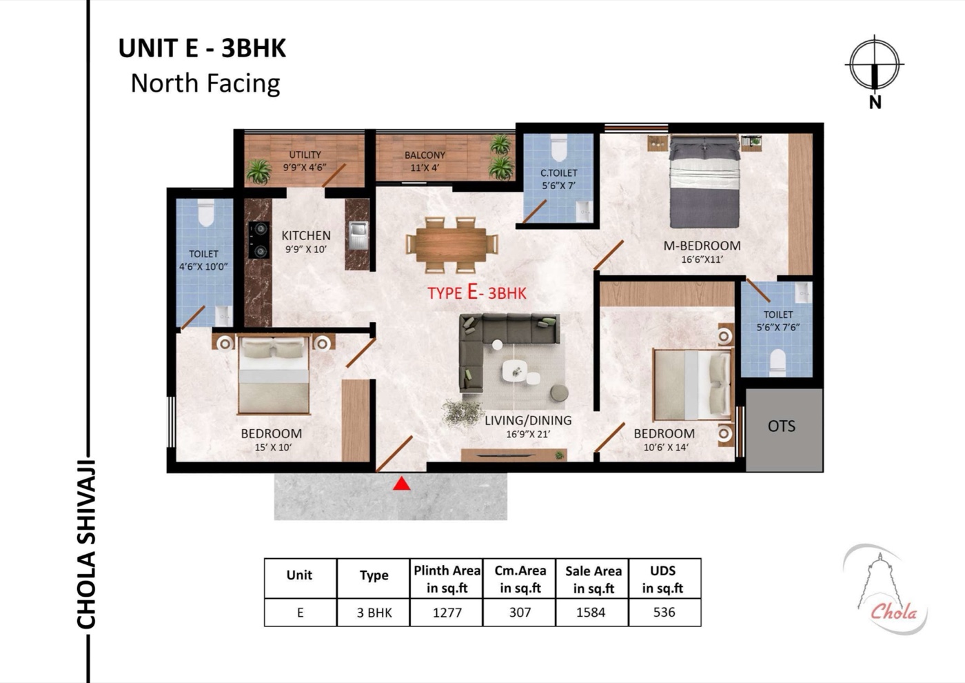 Chola Shivaji, Type E floor plan