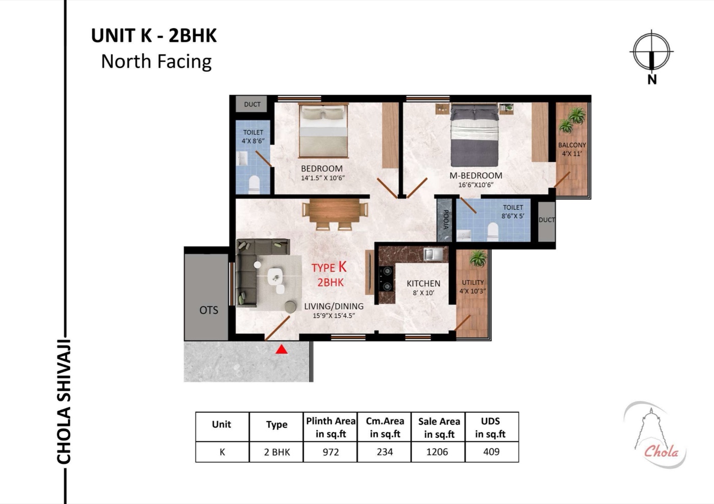 Chola Shivaji, Type K floor plan